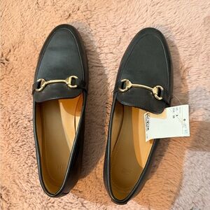 H&M Black Leather-Look Gold Bit Loafers
